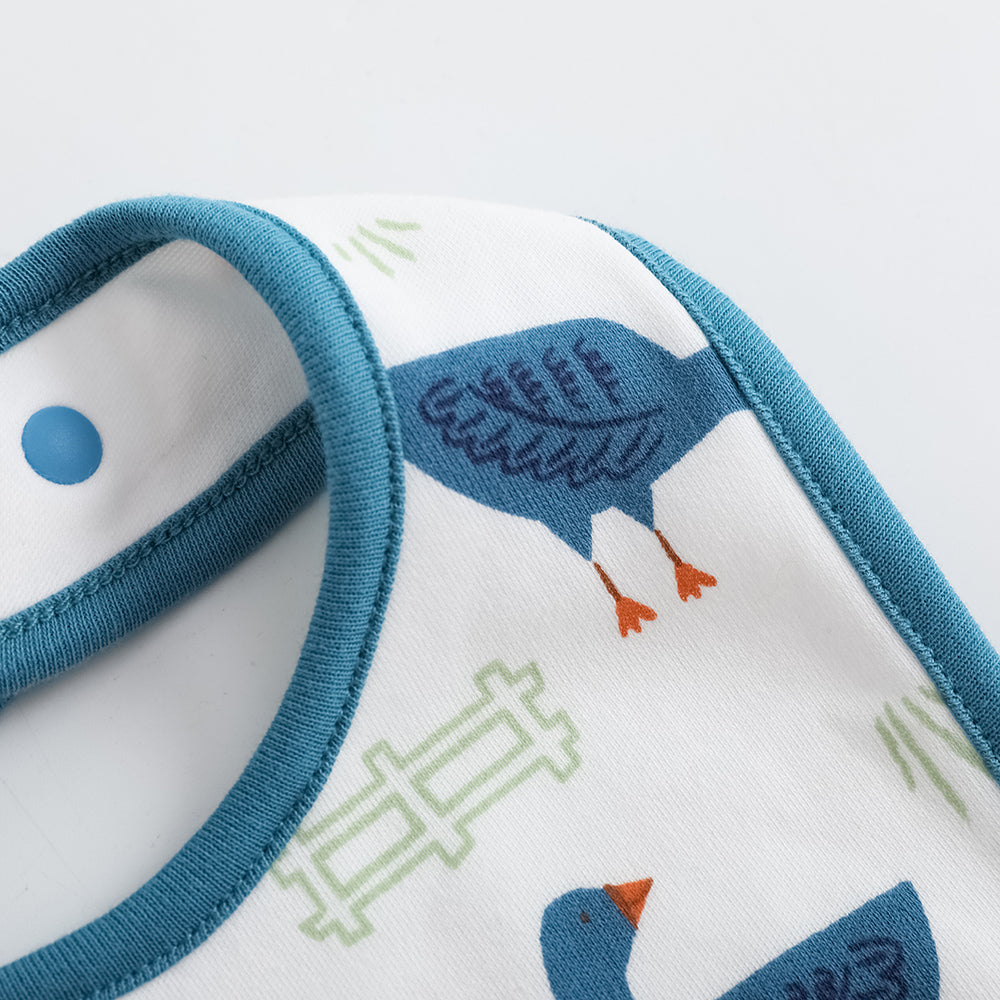 VAUVA Vauva FW23 - Baby Boy White Goose All Over Print Cotton Bib (White) Bib