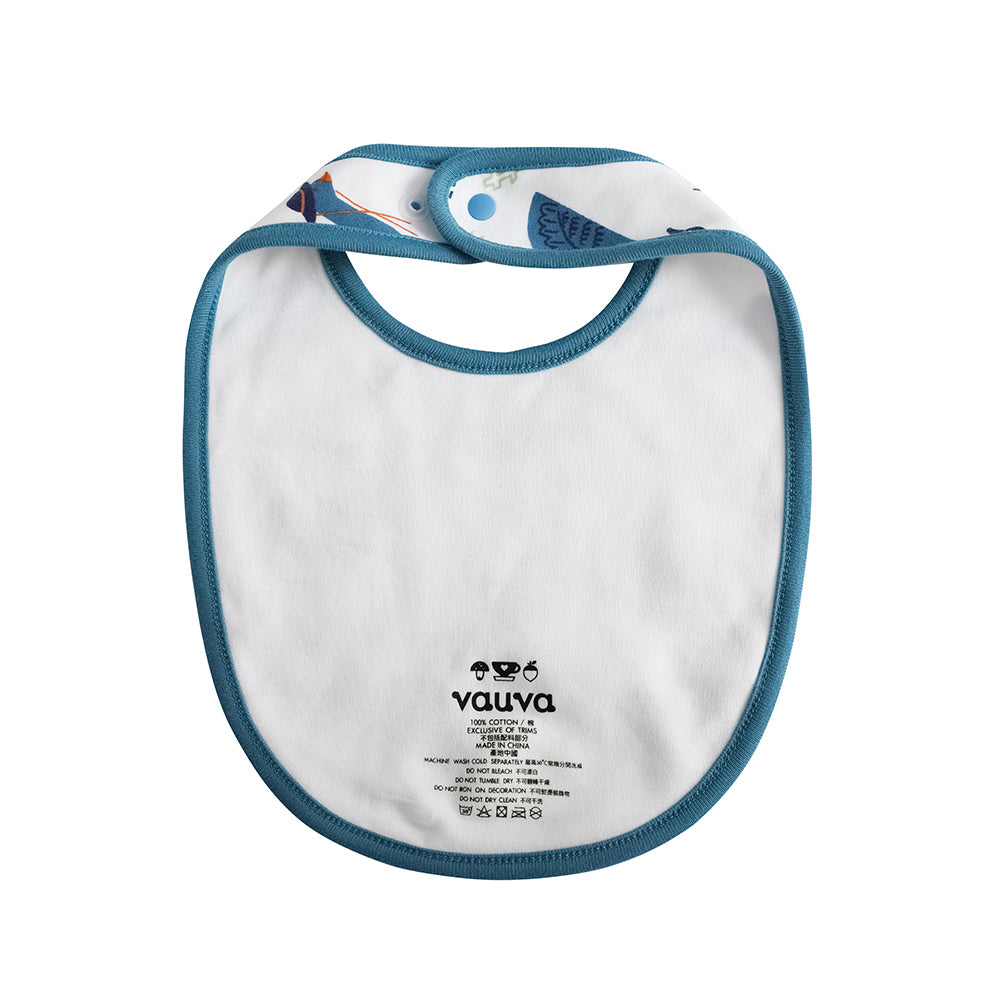 VAUVA Vauva FW23 - Baby Boy White Goose All Over Print Cotton Bib (White) Bib