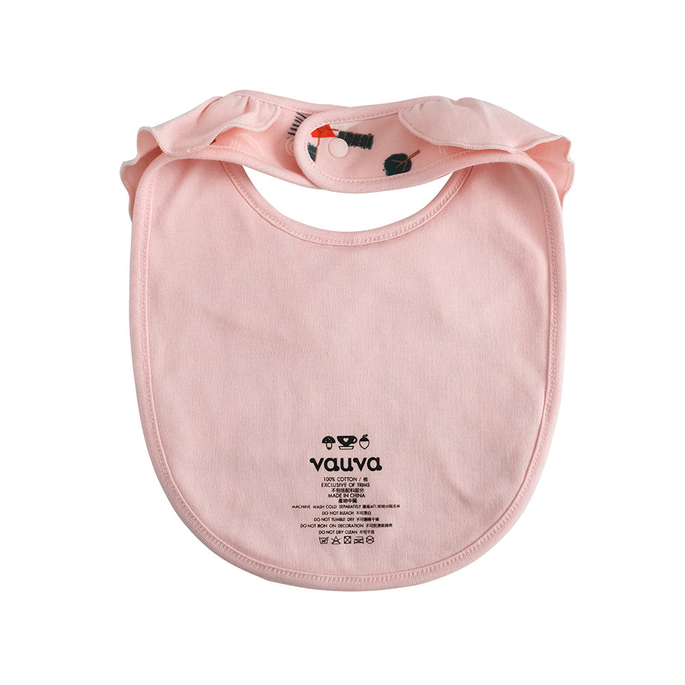 VAUVA Vauva FW23 - Baby Girls Pinwheel All Over Print Ruffle Cotton Bib (Pink) Bib