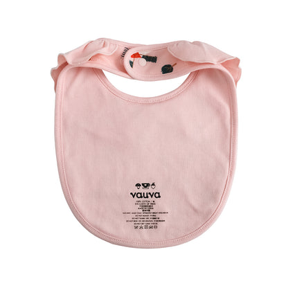 VAUVA Vauva FW23 - Baby Girls Pinwheel All Over Print Ruffle Cotton Bib (Pink) Bib