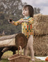 VAUVA Vauva FW23 - Baby Boy Carrot All Over Print Cotton Polo Long Sleeve Bodysuit (Yellow) Bodysuit