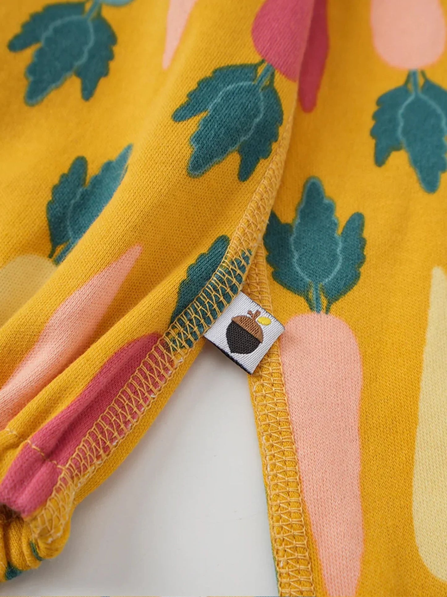VAUVA Vauva FW23 - Baby Boy Carrot All Over Print Cotton Polo Long Sleeve Bodysuit (Yellow) Bodysuit