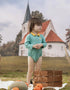 VAUVA Vauva FW23 - Baby Boy Carrot Pattern Cotton Polo Long Sleeve Bodysuit (Green) Bodysuit