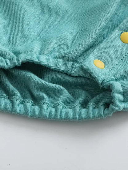 VAUVA Vauva FW23 - Baby Boy Carrot Pattern Cotton Polo Long Sleeve Bodysuit (Green) Bodysuit
