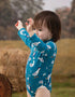 VAUVA Vauva FW23 - Baby Boy White Goose All Over Prinon Long Sleeve Bodysuit (Blue) Bodysuit