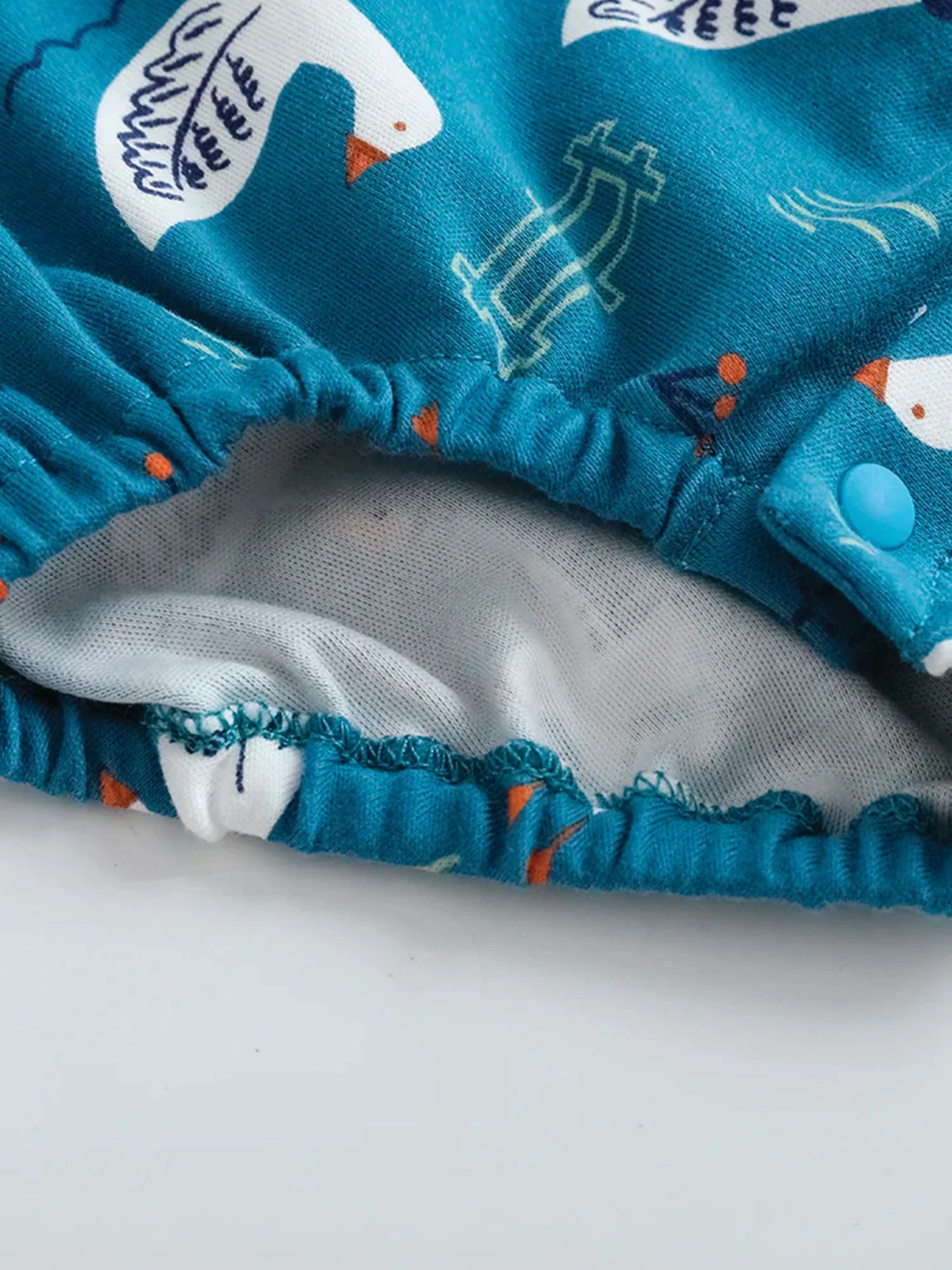 VAUVA Vauva FW23 - Baby Boy White Goose All Over Prinon Long Sleeve Bodysuit (Blue) Bodysuit