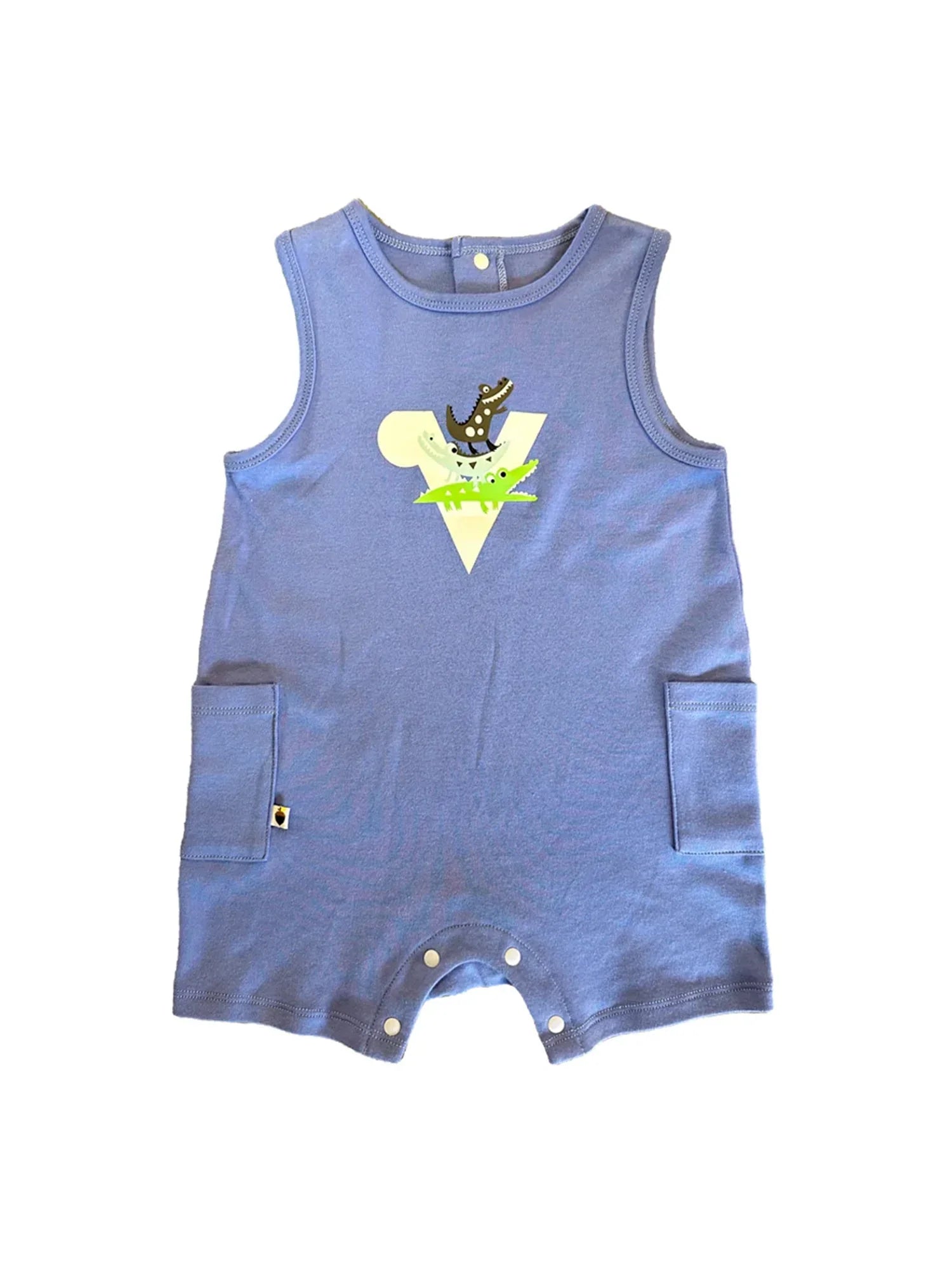 VAUVA Vauva SS23 Safari - Baby Boys Crocodile Logo Cotton Sleeve Romper Romper