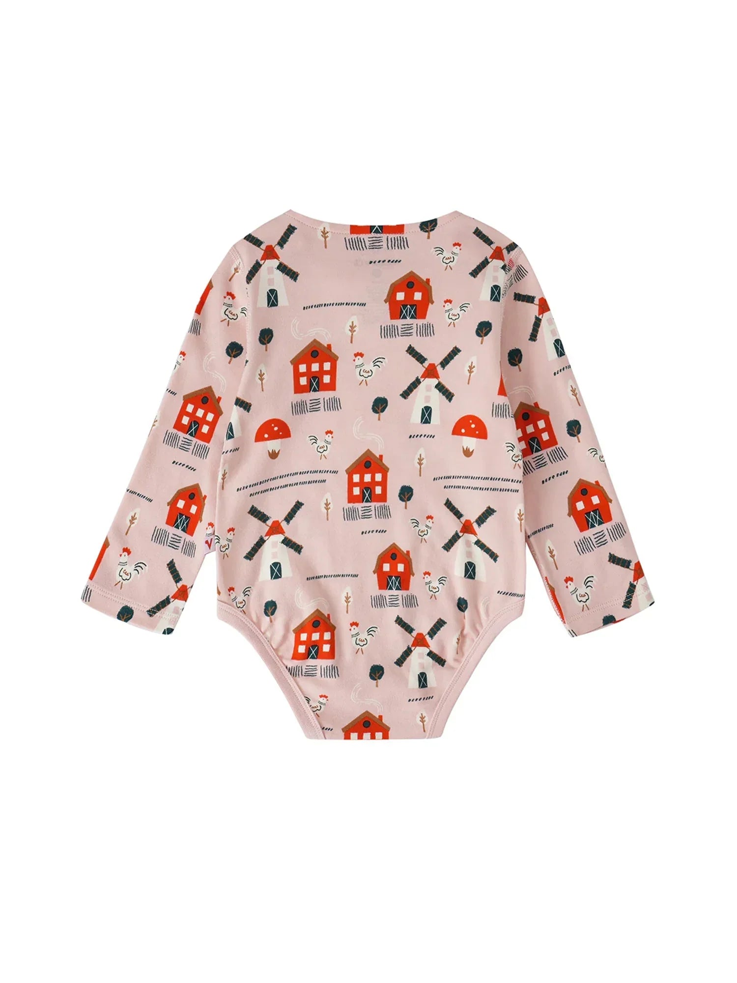 VAUVA Vauva FW23 - Baby Girl Nordic Style All Over Print Cotton Long Sleeve Bodysuit (Pink) Bodysuit