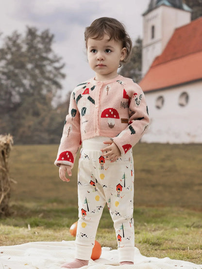 VAUVA Vauva FW23 - Baby Unisex Nordic Style All Over Print Cotton High Waist Trousers Pants