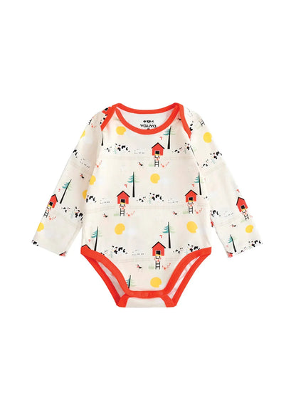 VAUVA Vauva FW23 - Baby Unisex Nordic Style Print Cotton Long Sleeve Bodysuit (Red)