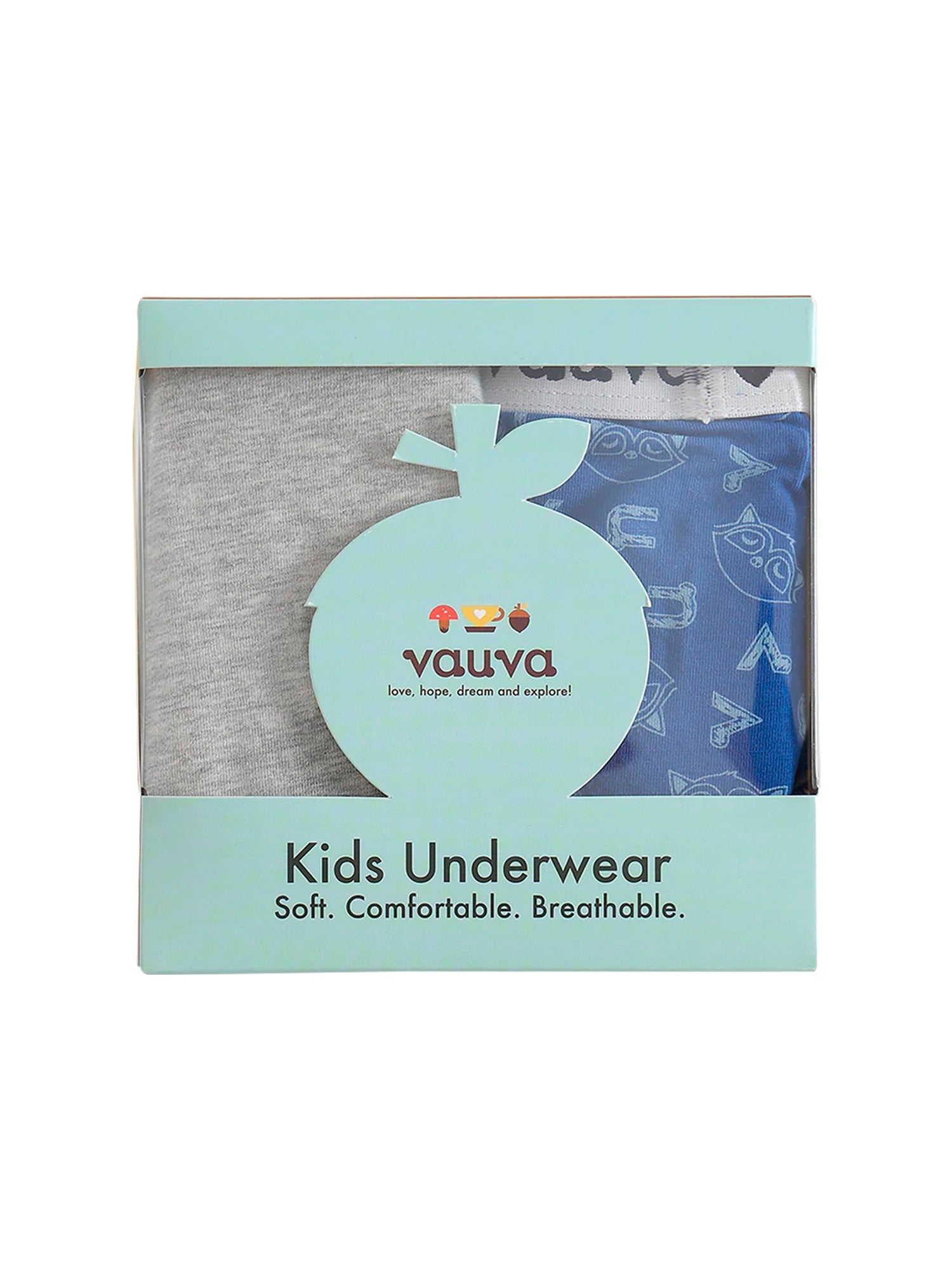 VAUVA Vauva Boys Organic Cotton Underwear (Boxers) - Vauva Blue / Grey Underwear