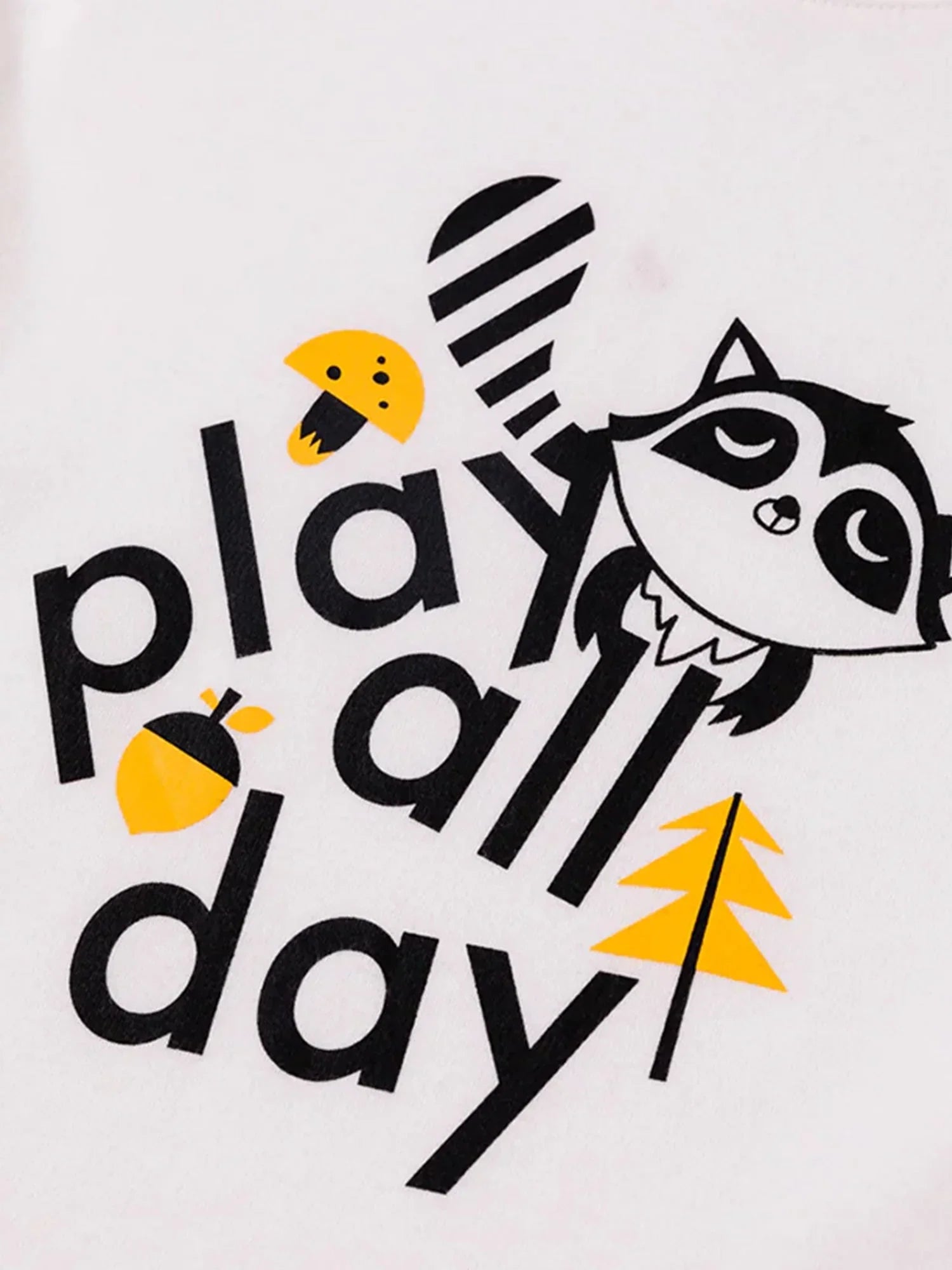 Boys Raccoon Play All Day Long Sleeves Tee