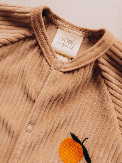 Embroidered Cord Velour Sleepsuit With Feet (GOTS)
