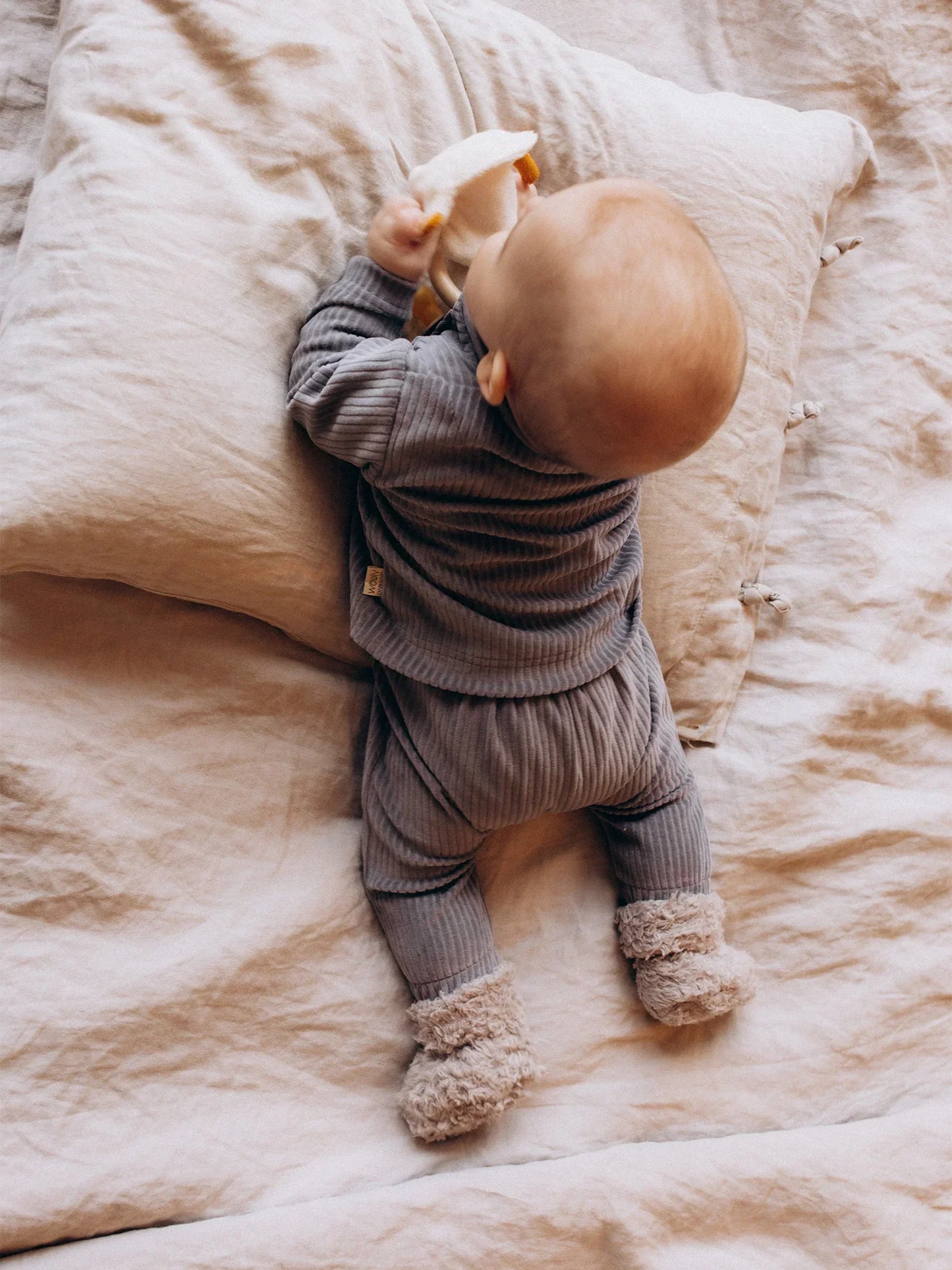 Grey Cord Velour Baby Trousers (GOTS)