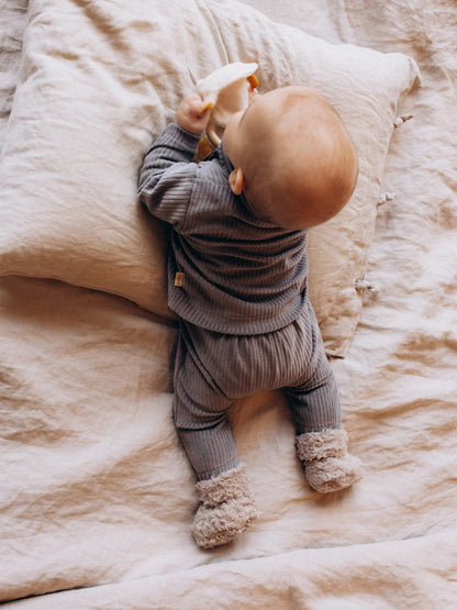 Grey Cord Velour Baby Trousers (GOTS)