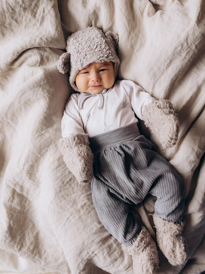 Grey Cord Velour Baby Trousers (GOTS)