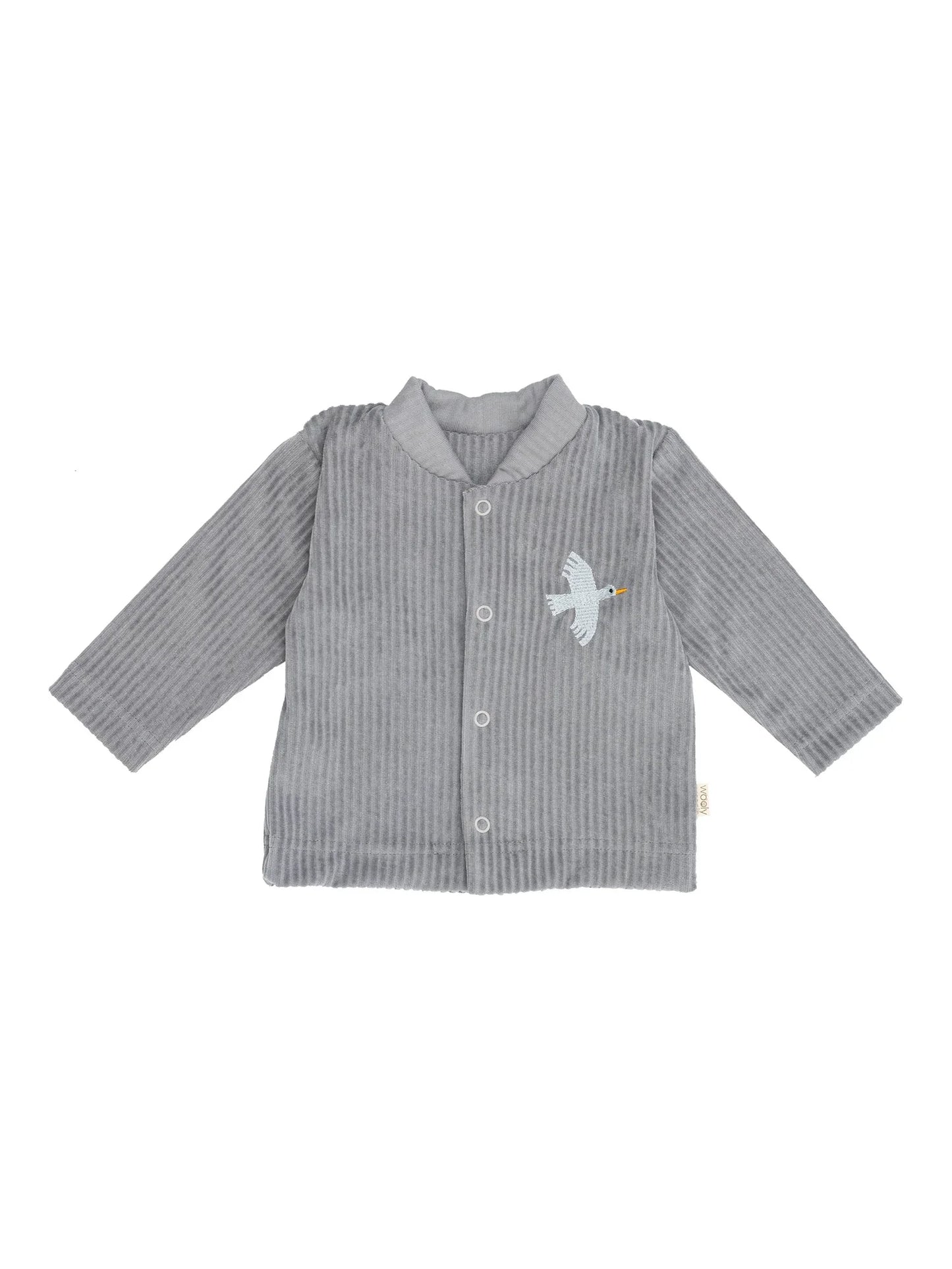 Bird Embroidered Cord Velour Jacket (GOTS)