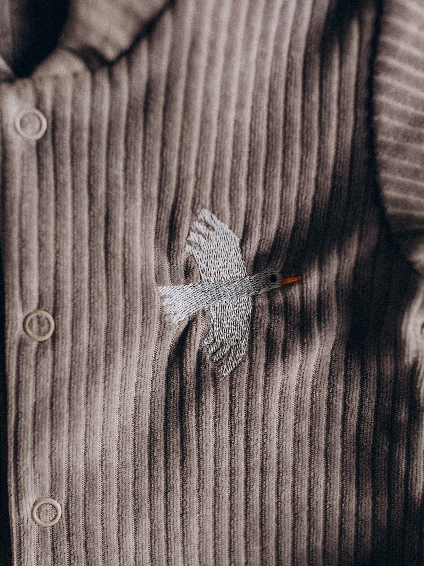 Bird Embroidered Cord Velour Jacket (GOTS)