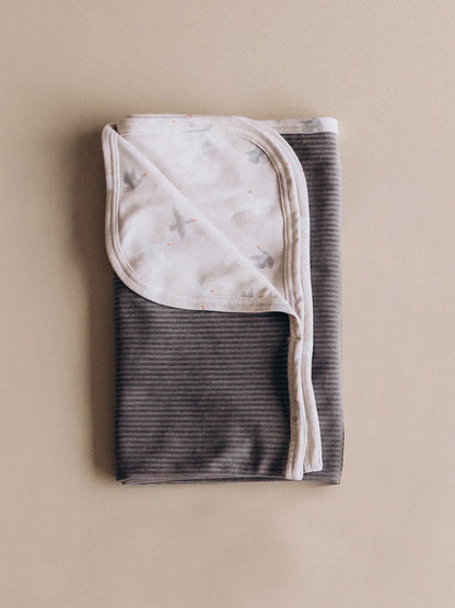 Bird Print Reversible Velour Blanket (GOTS)