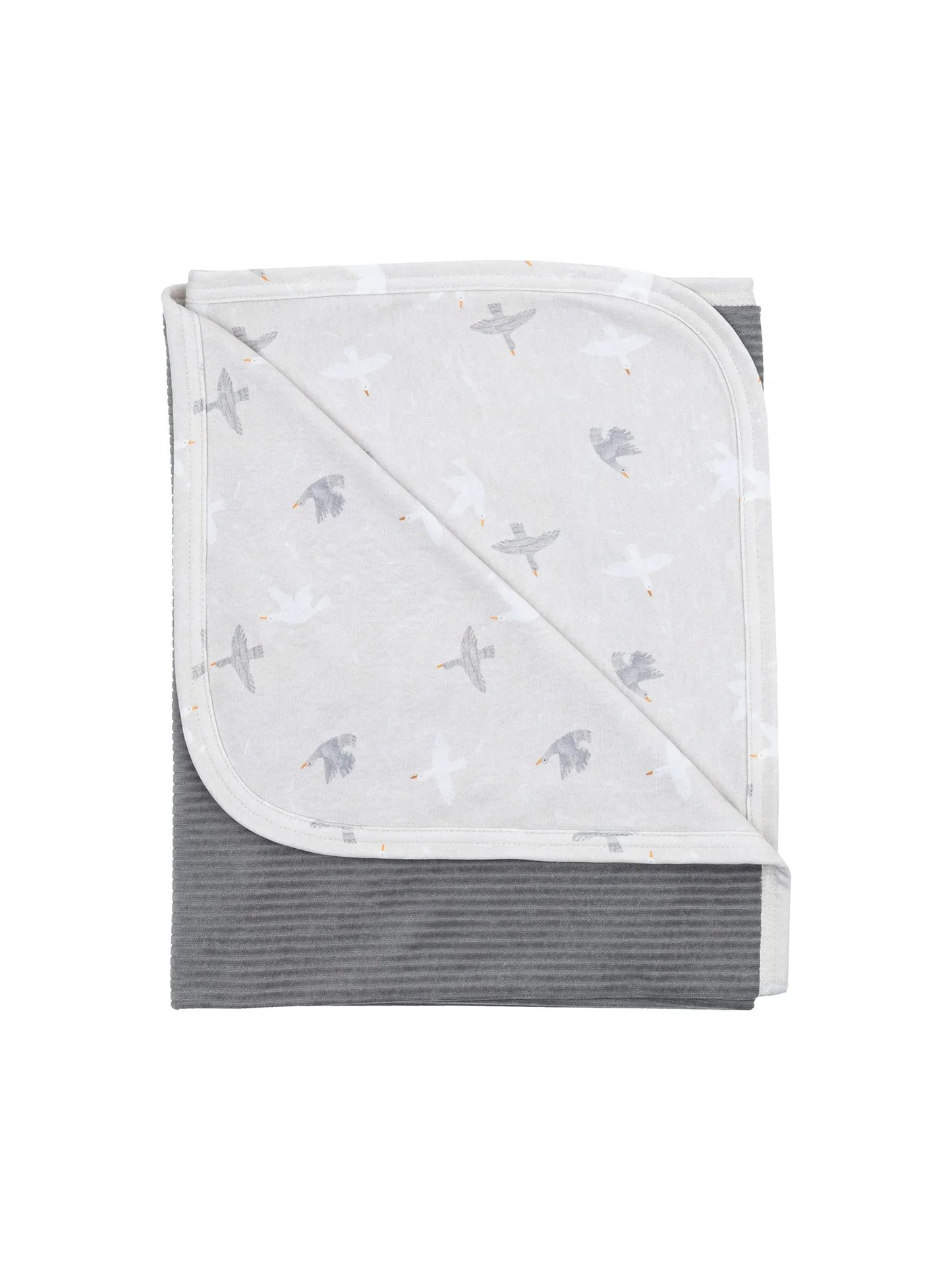 Bird Print Reversible Velour Blanket (GOTS)