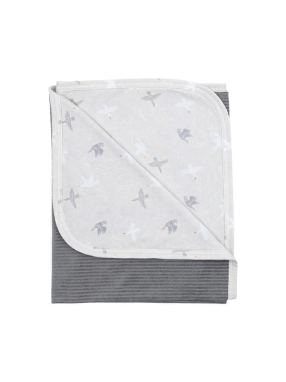 Bird Print Reversible Velour Blanket (GOTS)