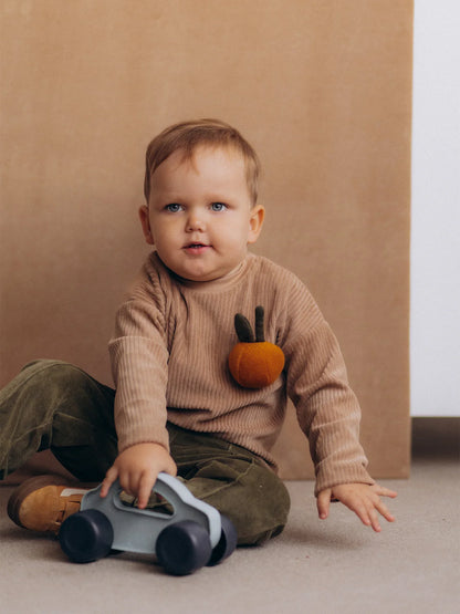 Cord Velour Sweater With Fruit Toy