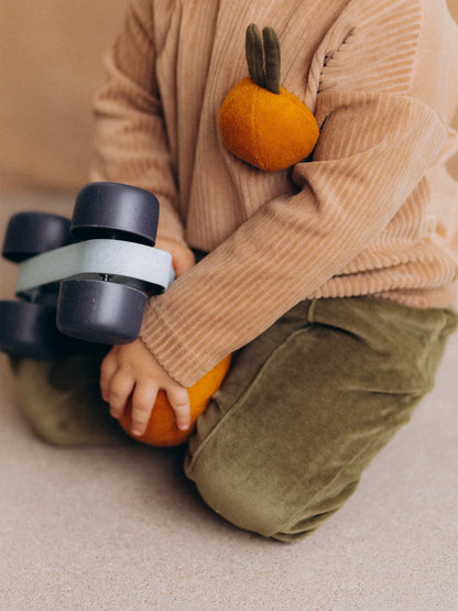 Cord Velour Sweater With Fruit Toy