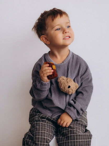 Cord Velour Sweater With Teddy