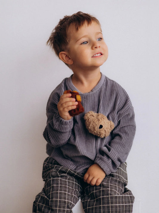 Cord Velour Sweater With Teddy