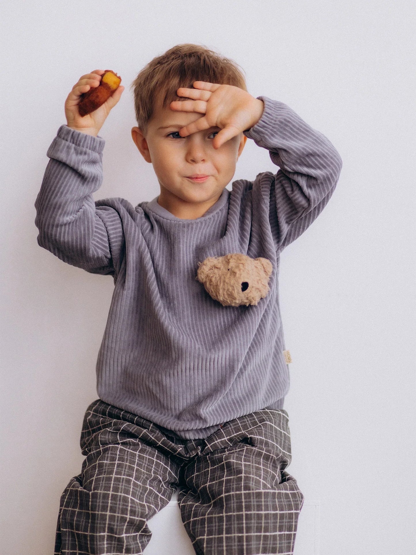 Cord Velour Sweater With Teddy