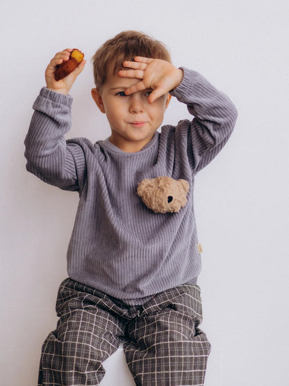 Cord Velour Sweater With Teddy