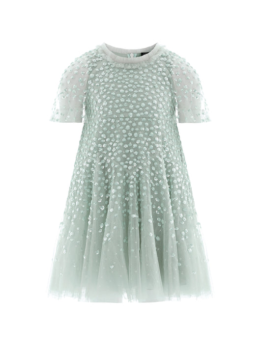 Dappled Sequin Short Cape Kid Dress