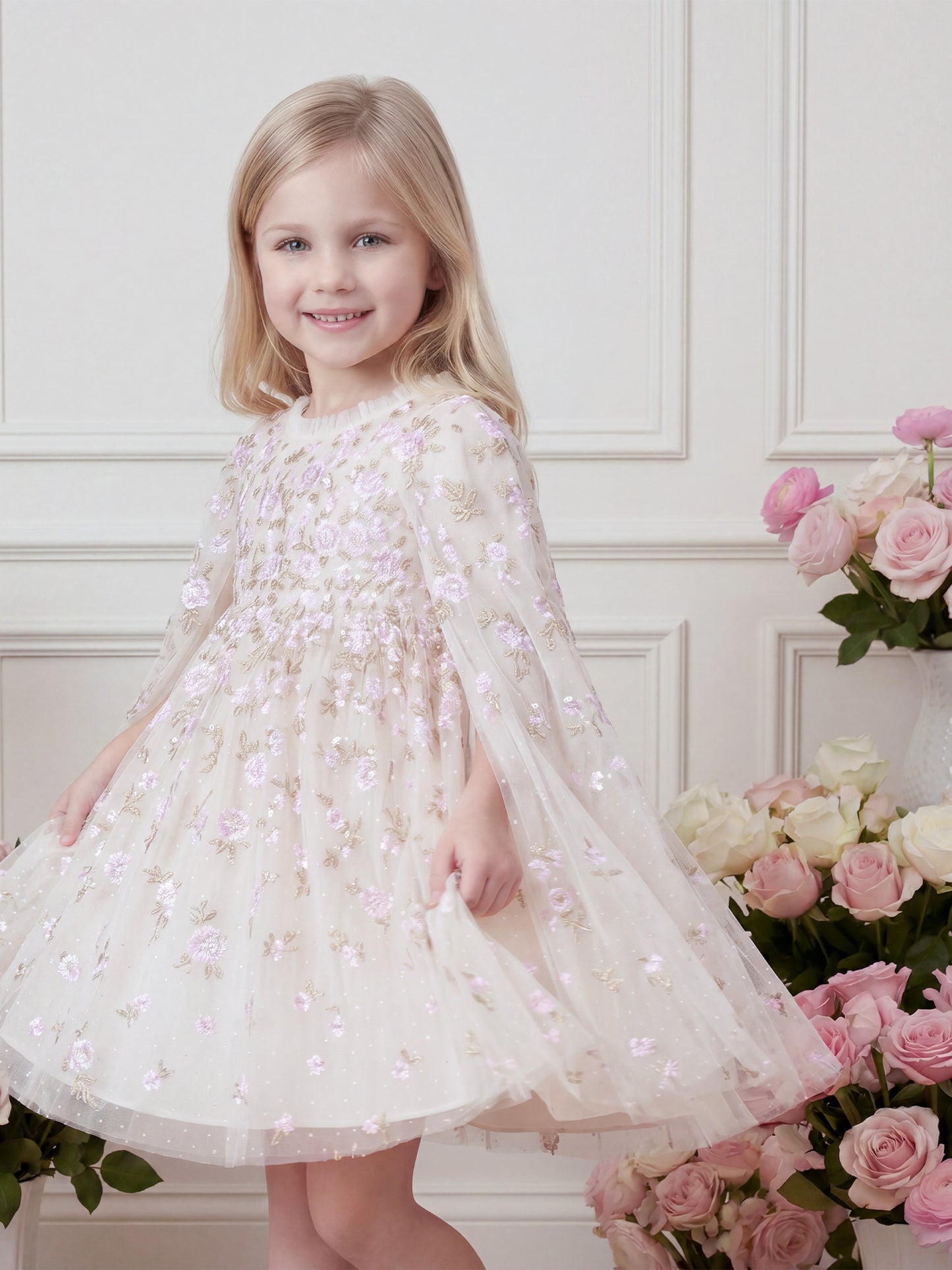 Lea Ditsy Cape Dress