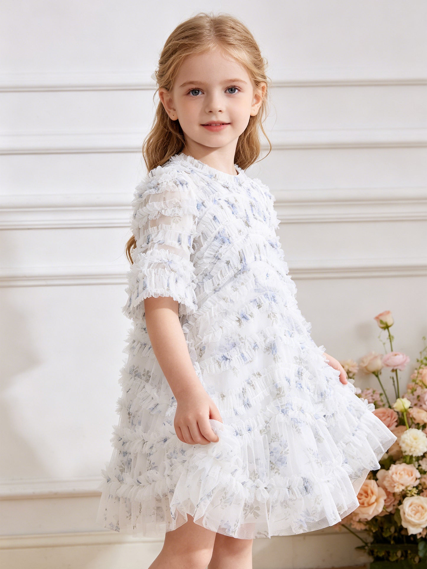 Magnolia Ditsy Amara Ruffle Kids Dress
