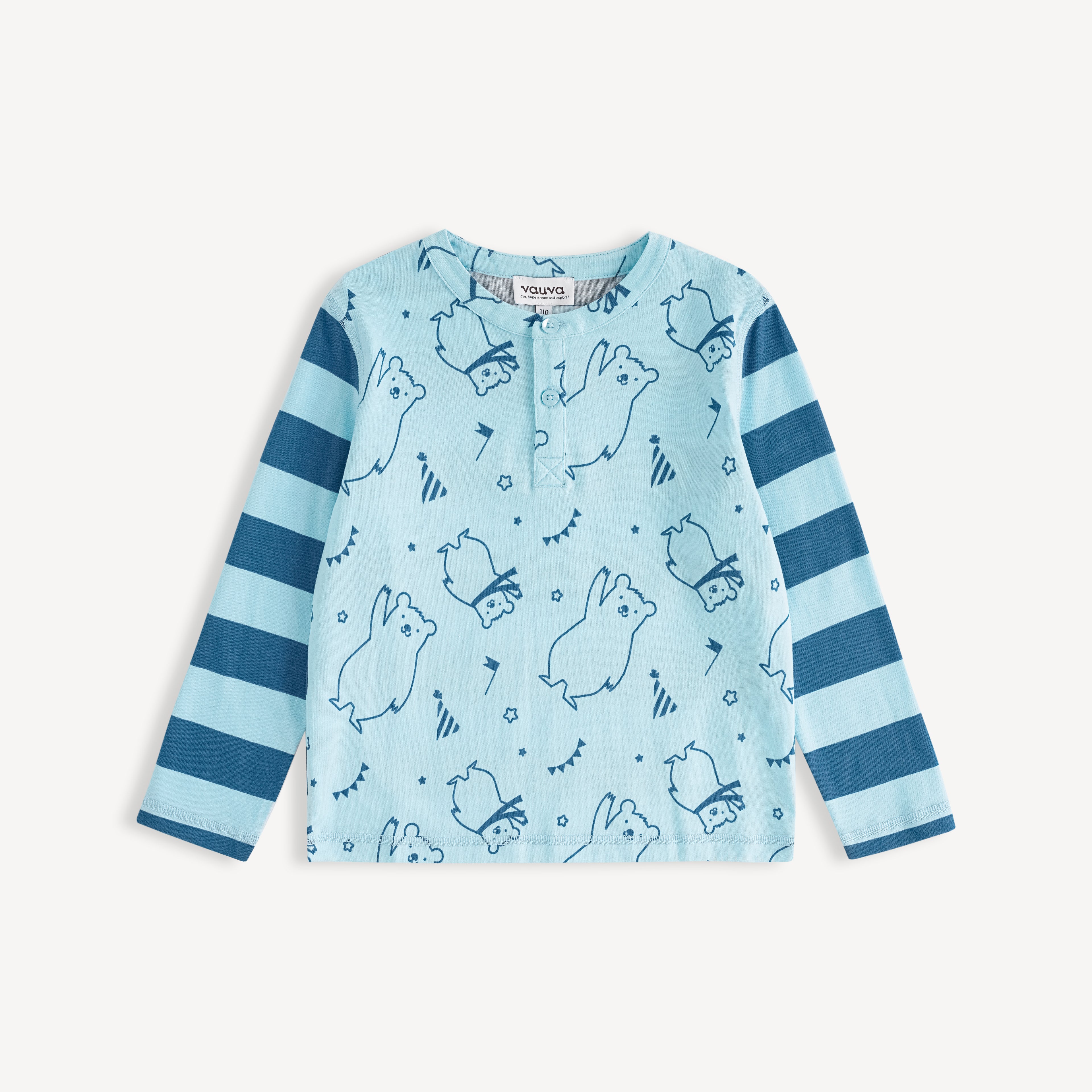 Bear-print Two-tone Long Sleeve Tee