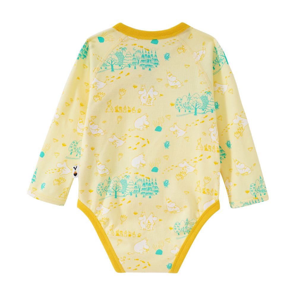 Vauva x Moomin Vauva x Moomin SS23 - Baby Unisex All Over Print Cotton Long Sleeves Wrap Bodysuit (Yellow) Bodysuit