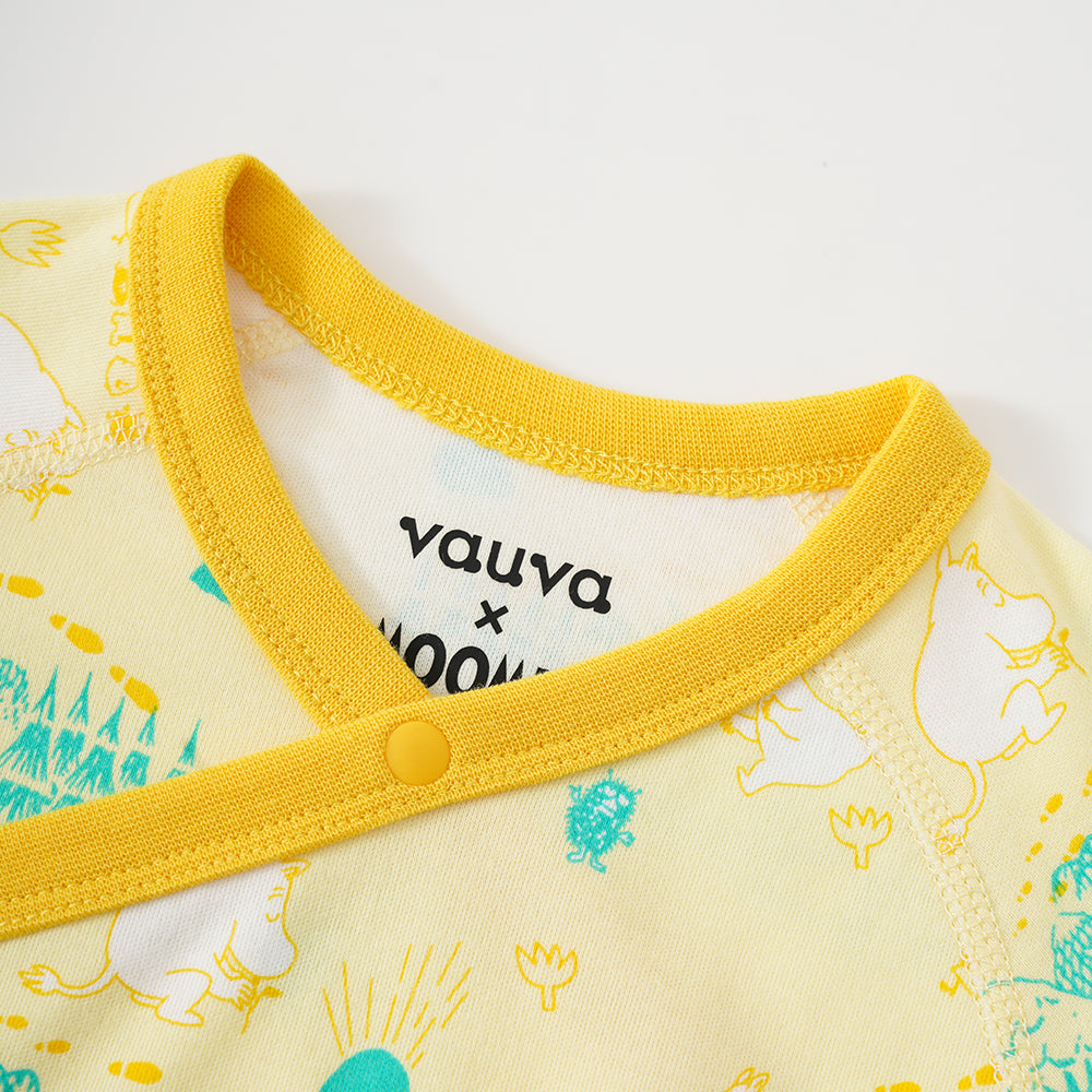 Vauva x Moomin Vauva x Moomin SS23 - Baby Unisex All Over Print Cotton Long Sleeves Wrap Bodysuit (Yellow) Bodysuit