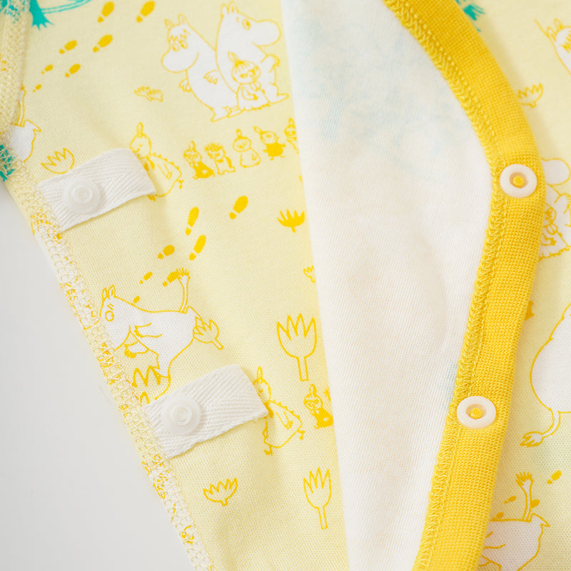 Vauva x Moomin SS23 - Baby Unisex All Over Print Cotton Long Sleeves Wrap Bodysuit (Yellow) product image 6