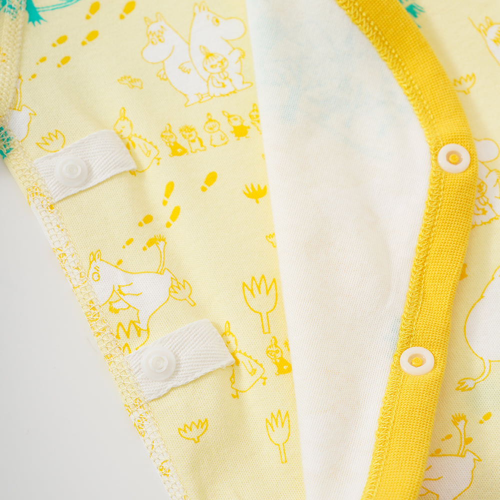 Vauva x Moomin Vauva x Moomin SS23 - Baby Unisex All Over Print Cotton Long Sleeves Wrap Bodysuit (Yellow) Bodysuit