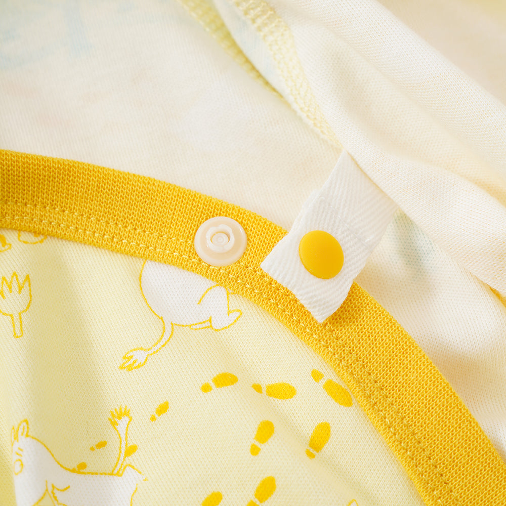 Vauva x Moomin SS23 - Baby Unisex All Over Print Cotton Long Sleeves Wrap Bodysuit (Yellow)