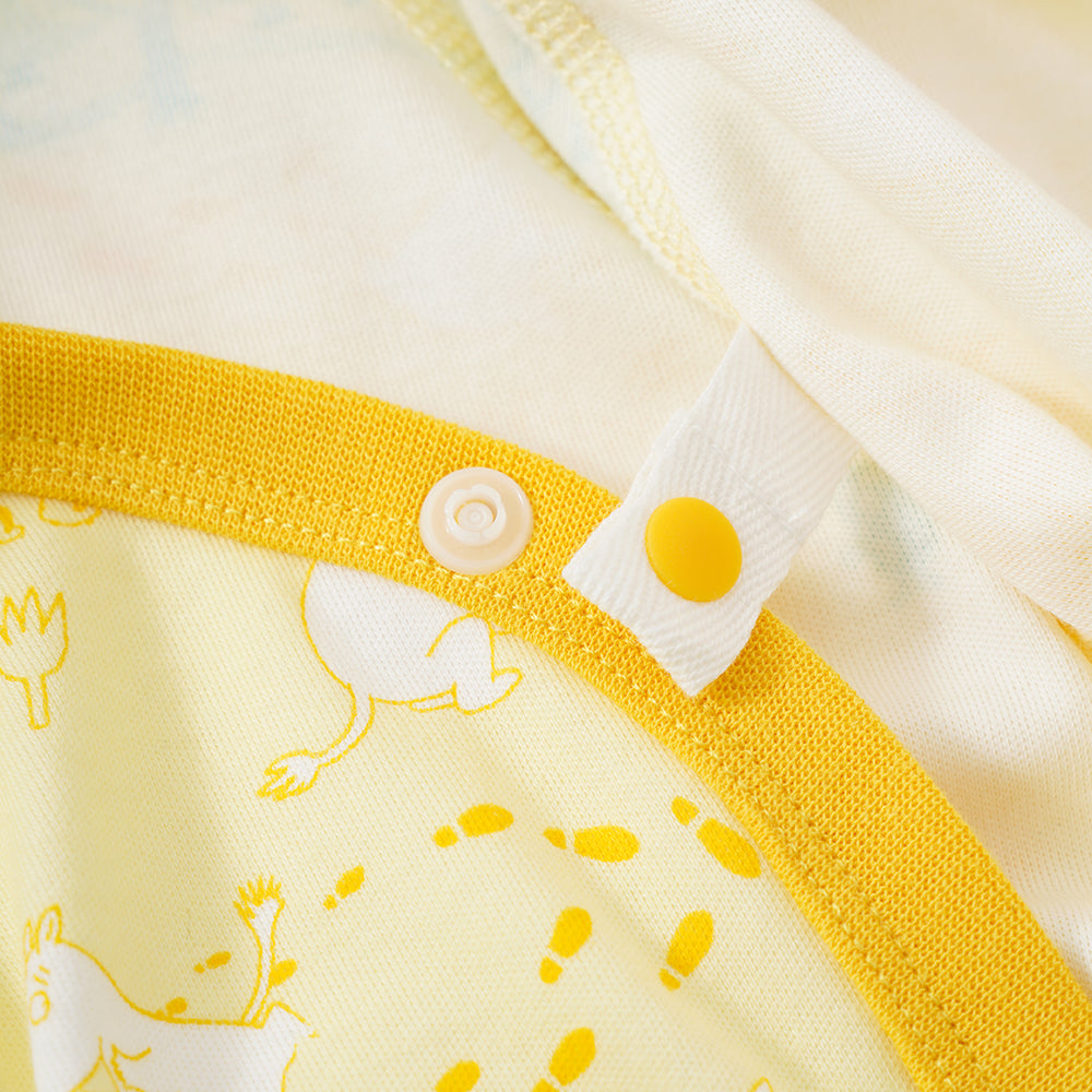 Vauva x Moomin Vauva x Moomin SS23 - Baby Unisex All Over Print Cotton Long Sleeves Wrap Bodysuit (Yellow) Bodysuit