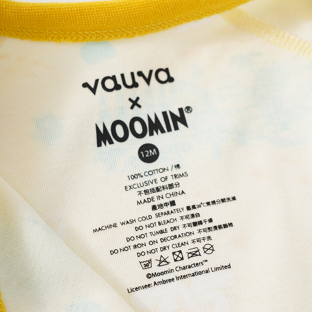 Vauva x Moomin Vauva x Moomin SS23 - Baby Unisex All Over Print Cotton Long Sleeves Wrap Bodysuit (Yellow) Bodysuit