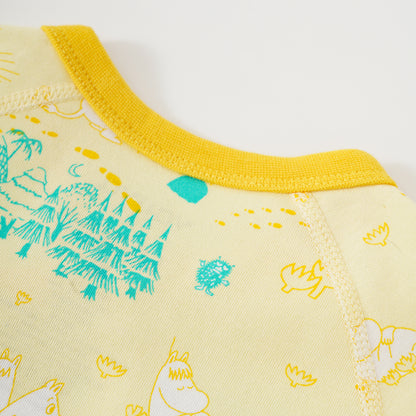 Vauva x Moomin Vauva x Moomin SS23 - Baby Unisex All Over Print Cotton Long Sleeves Wrap Bodysuit (Yellow) Bodysuit