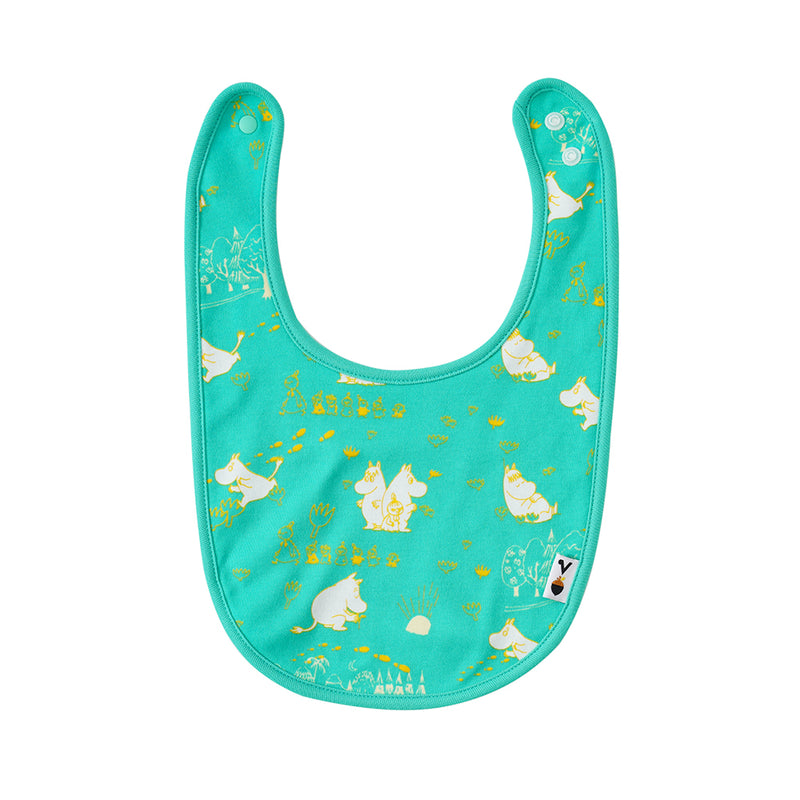 Vauva x Moomin SS23 - Baby Unisex All Over Print Cotton Bib (Green) product image front