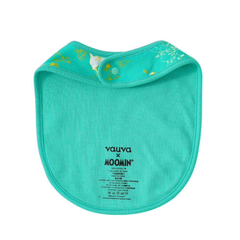 Vauva x Moomin SS23 - Baby Unisex All Over Print Cotton Bib (Green)