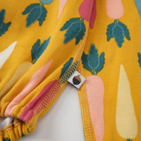 Vauva FW23 - Baby Boy Carrot All Over Print Cotton Polo Long Sleeve Bodysuit (Yellow) - My Little Korner