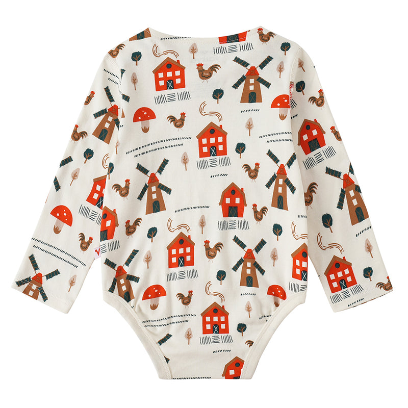 Vauva FW23 - Baby Girl Nordic Style All Over Print Cotton Long Sleeve Bodysuit (White) product image back