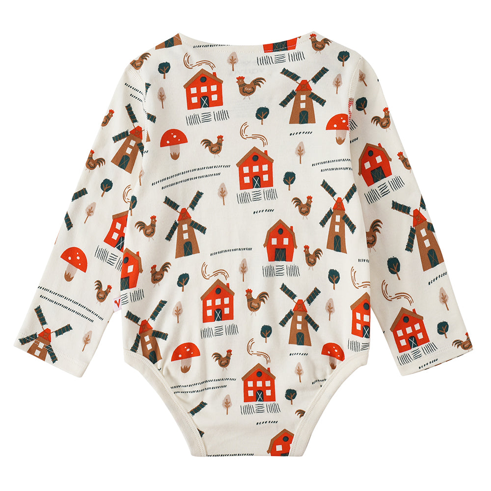 VAUVA Vauva FW23 - Baby Girl Nordic Style All Over Print Cotton Long Sleeve Bodysuit (White) Bodysuit