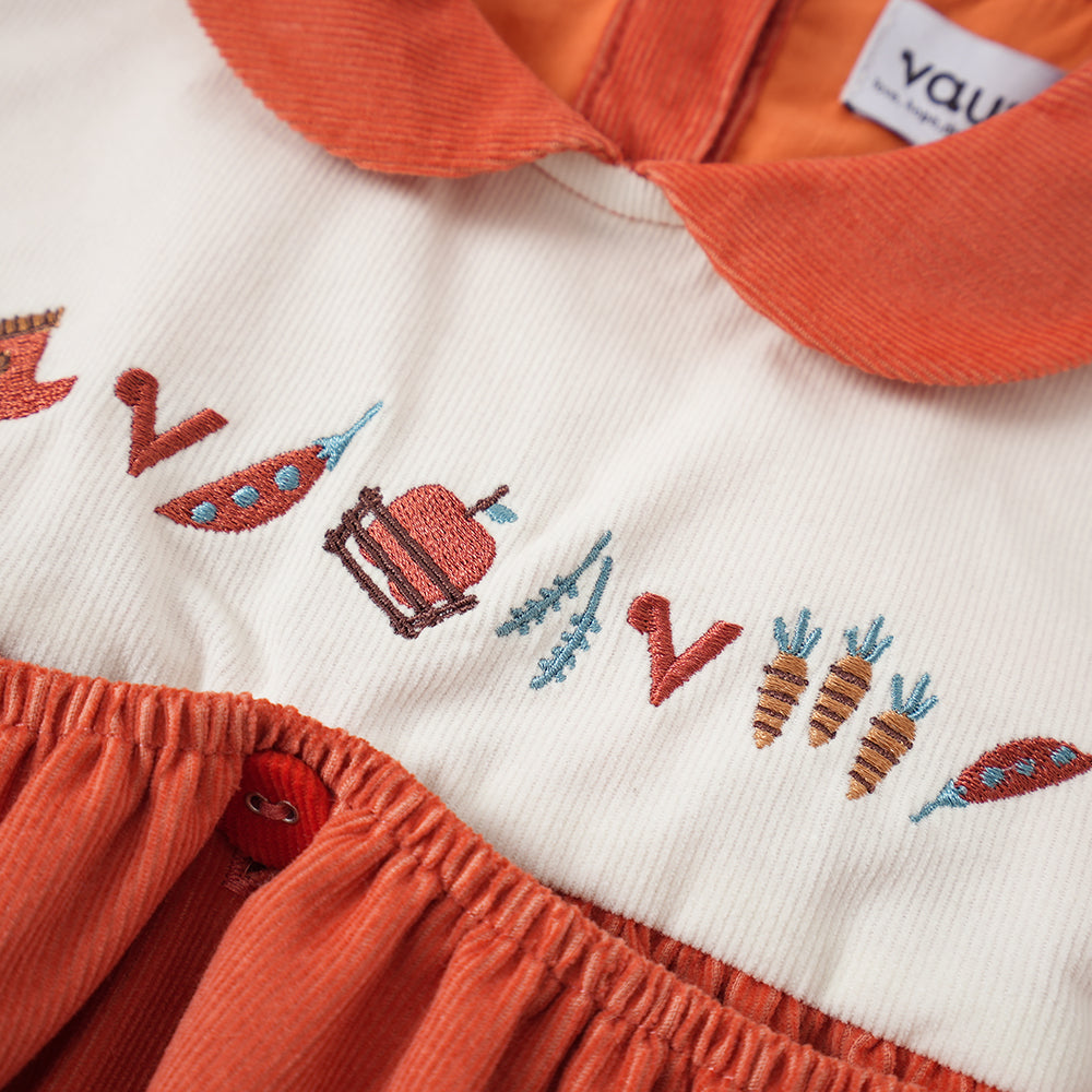Vauva FW23 - Baby Girls Doll Neck Embroidered Dress - My Little Korner