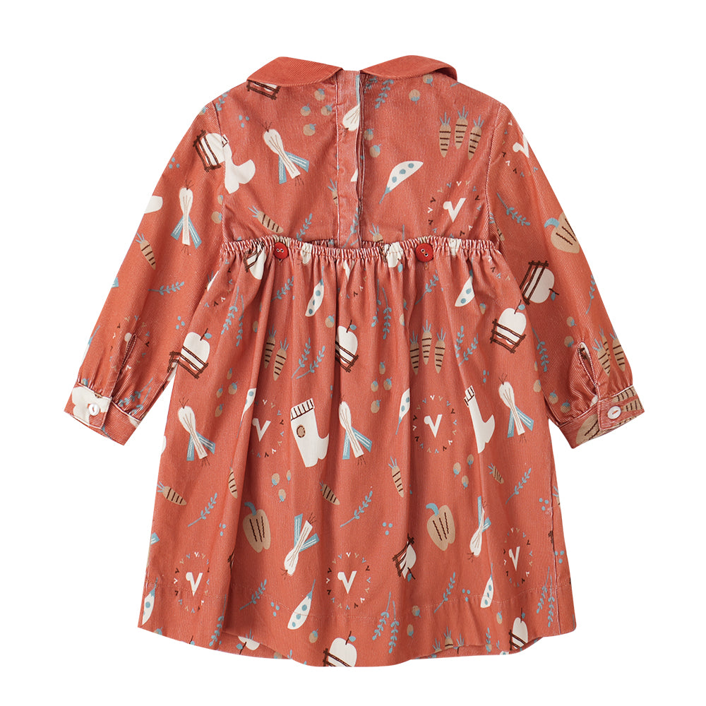 Vauva FW23 - Baby Girls Happy Farm Doll Collar Dress (Red) product image back